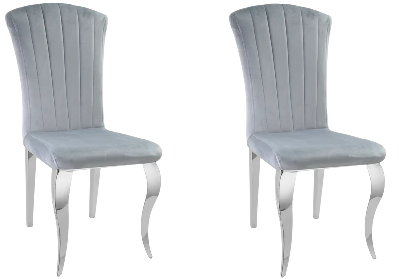 Chaises en velours gris et pieds argent - Nova x6