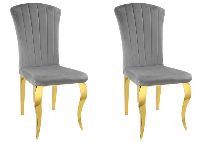 Chaises en velours ardoise et pieds or - Nova x6
