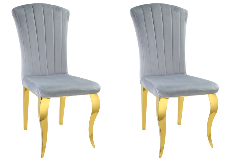 Chaises en velours gris et pieds or - Nova x6