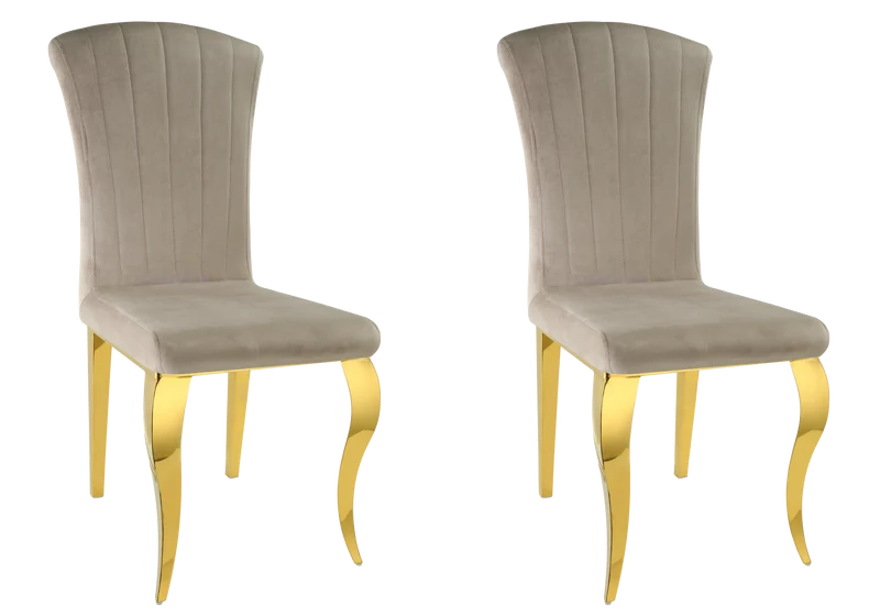 Chaises en velours taupe et pieds or - Nova x6