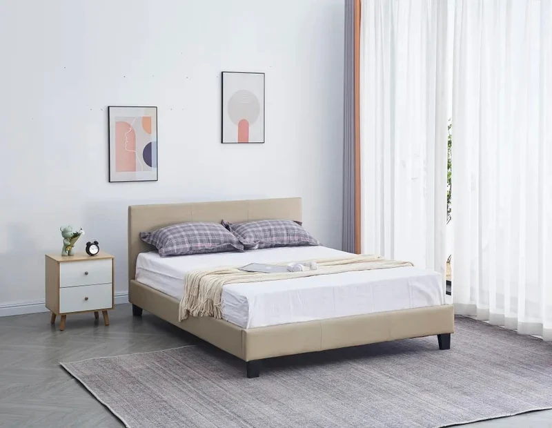 Lit 2 places 140x190 cm MELBOURNE simili cuir avec sommier intégré