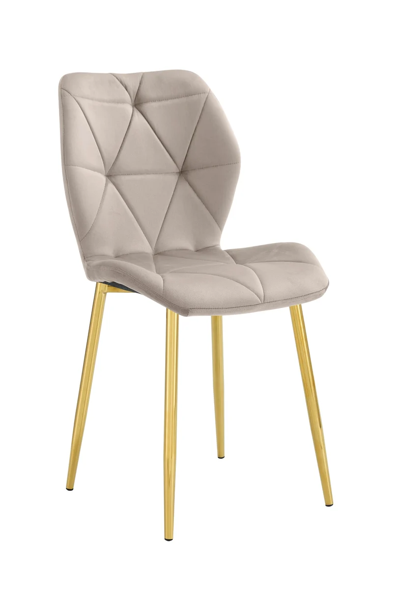 CHAISE COQUILLAGE VELOURS TAUPE PIED GOLD
