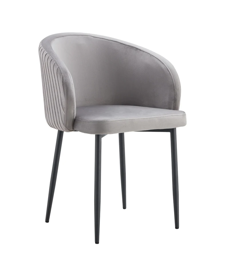 CHAISE AVEC ACCOUDOIR CARLITA GRIS PIED METAL NOIR