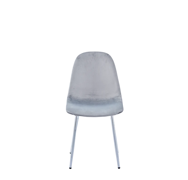 CHAISE SCANDINAVE VELOURS GRIS PIED CHROME