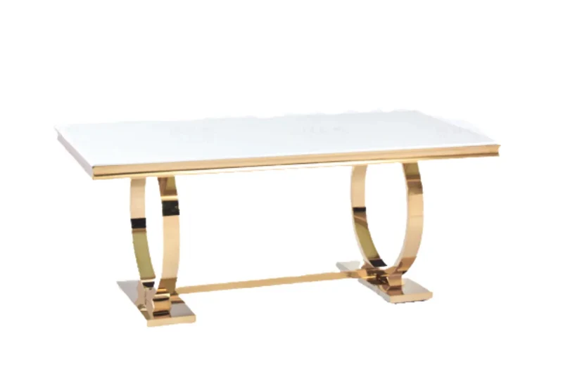 TABLE REPAS OMEGA GOLD BLANC DE BLANC 180X90CM