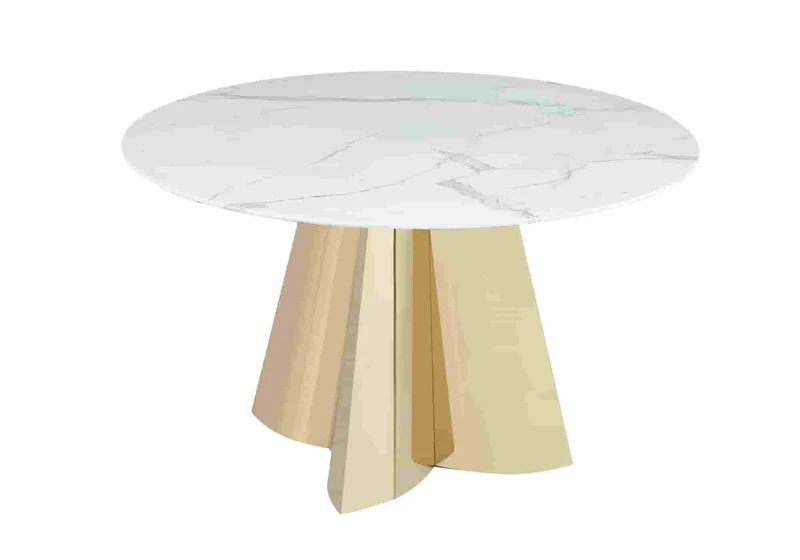 Table ronde marbre blanc dorée - Molly