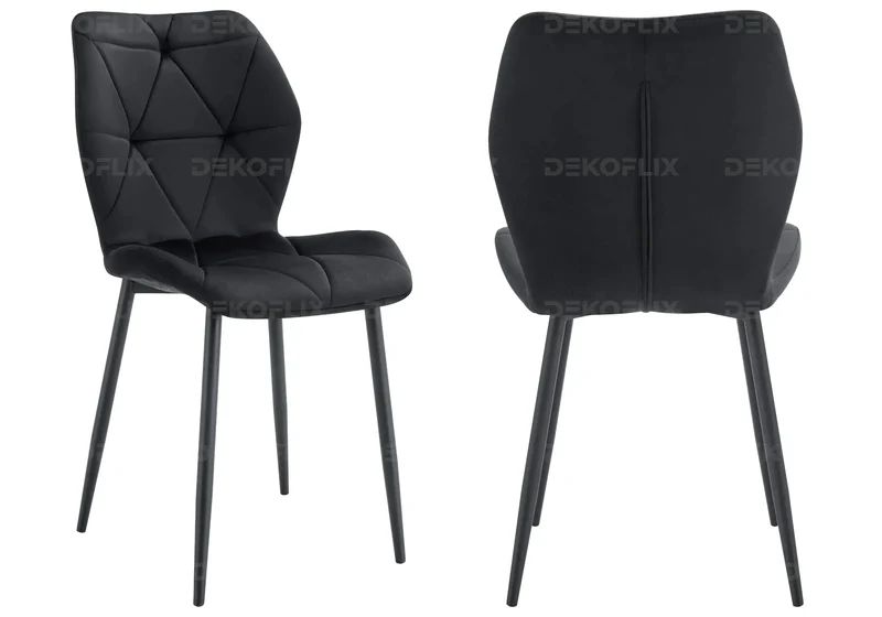 Chaise coquillage en velours noir et pieds noirs - Nava x4