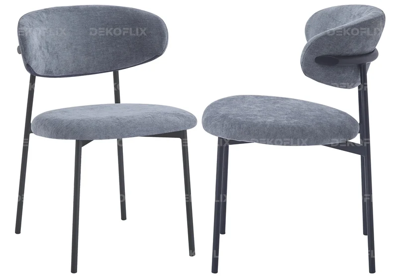 Chaise de table velours anthracite pieds noir - Asna x4