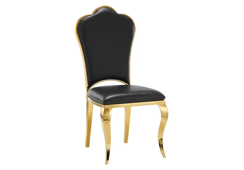 Chaises baroques médaillon en simili noir doré - Udo x4
