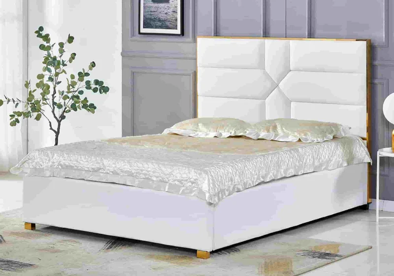 Lit design laiton blanc - Linaé