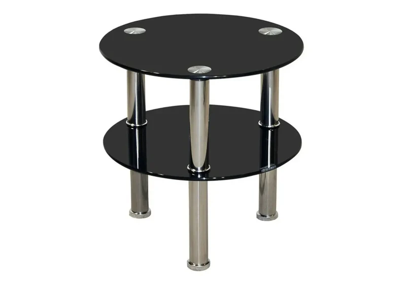 Table d'appoint chromé verre noir - Zao