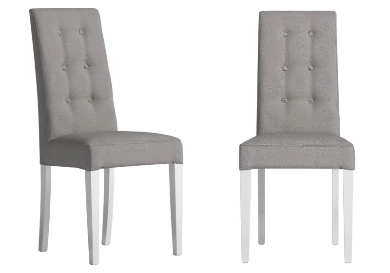 Chaise salle à manger grise tissu capitonné – Treviso