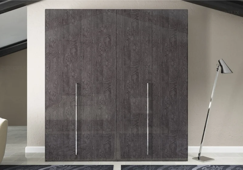 Armoire dressing 2 à 6 portes bouleau gris laqué - Sarah