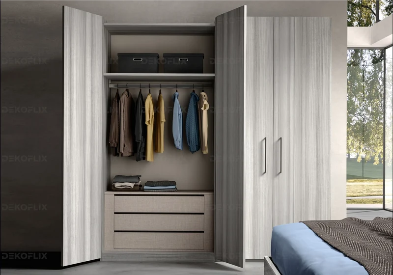 Armoire dressing 2 à 6 portes gris laquée - Mia