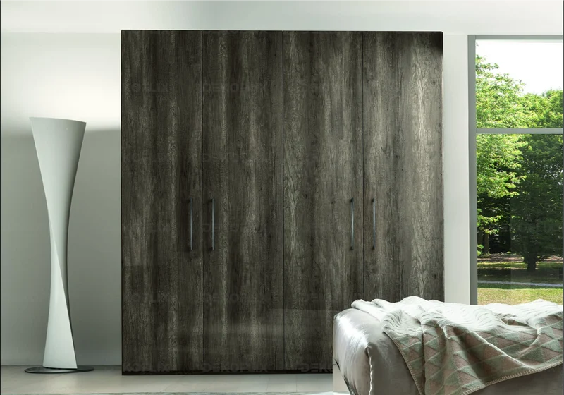 Armoire dressing 2 à 6 portes chêne laqué design - Medea