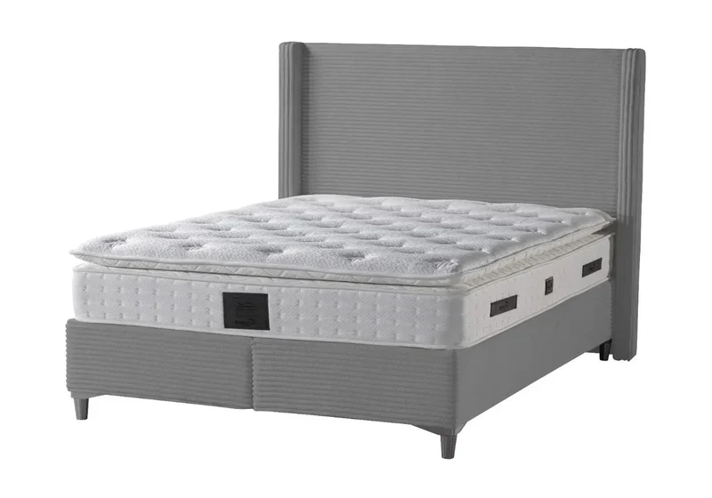 Lit coffre velours gris - Hedi