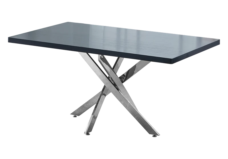 Table à manger argentée bois noir - Joy