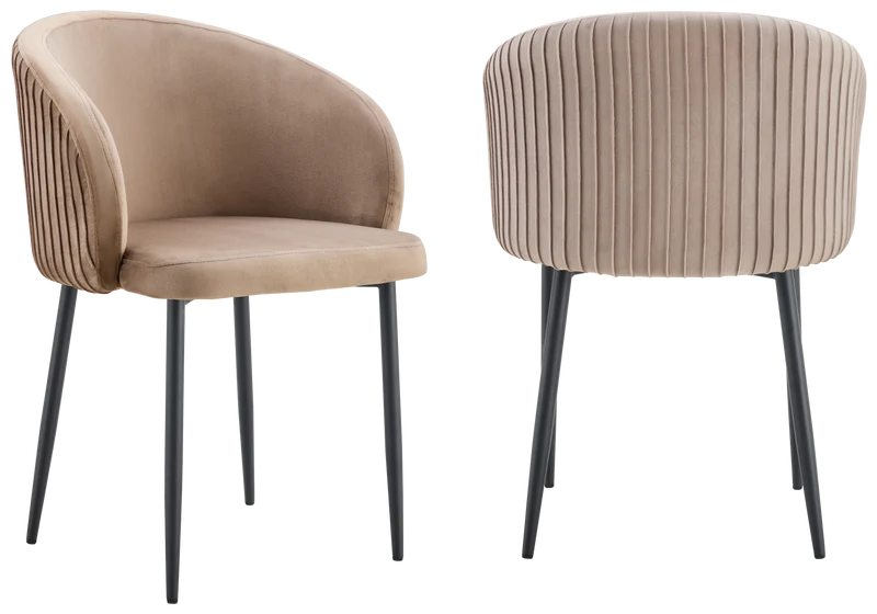 Chaise salle manger velours taupe pieds noir - Sora x2