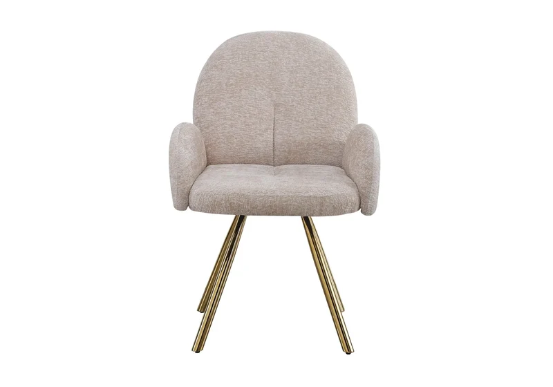 Fauteuil de table velours moka pieds dorés - Mimi x2