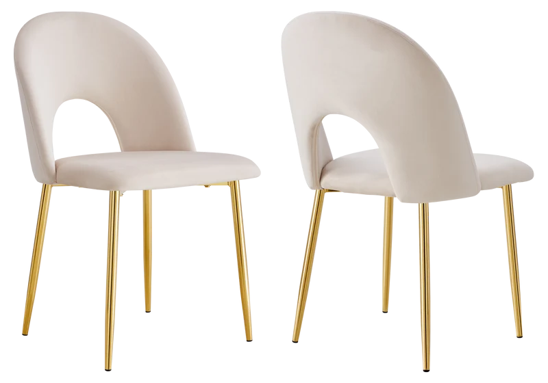 Chaise dossier ouvert en velours beige - Talia x4