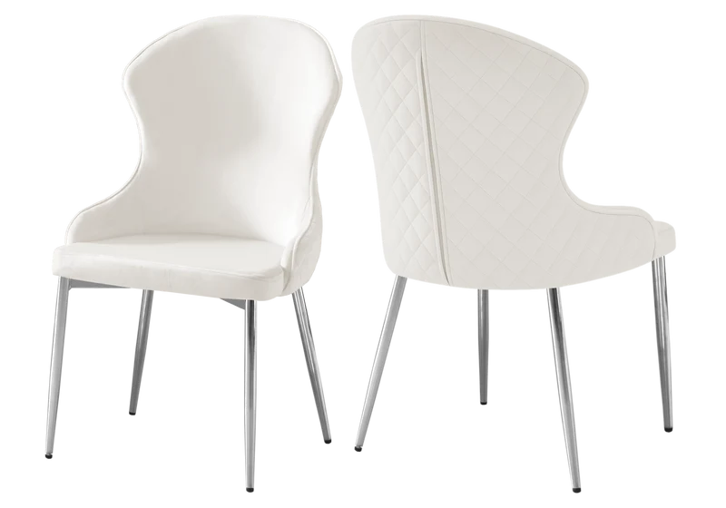 Chaise velours écru capitonnée et argent - Hilton x4