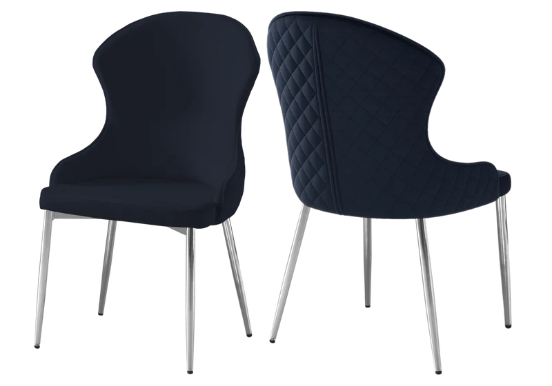 Chaise velours noir capitonnée et argent - Hilton x4