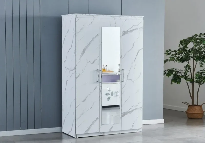 Armoire 3 portes marbre blanc - Maya