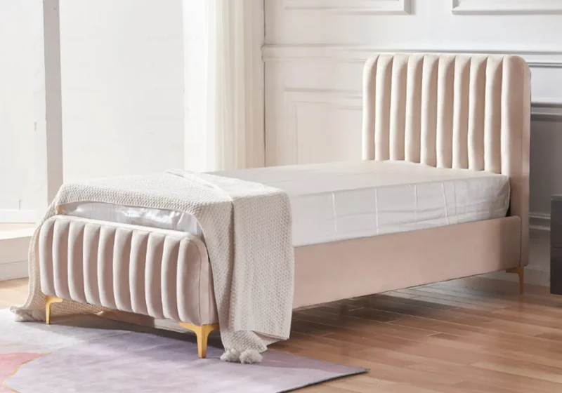 Lit enfant velours beige - Doly
