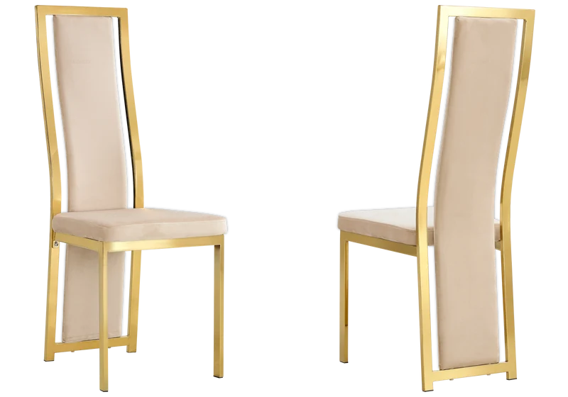 Chaise dorée velours beige design - Dia x6
