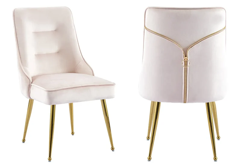 Chaise velours rose fermeture éclair dorée - Zip x2
