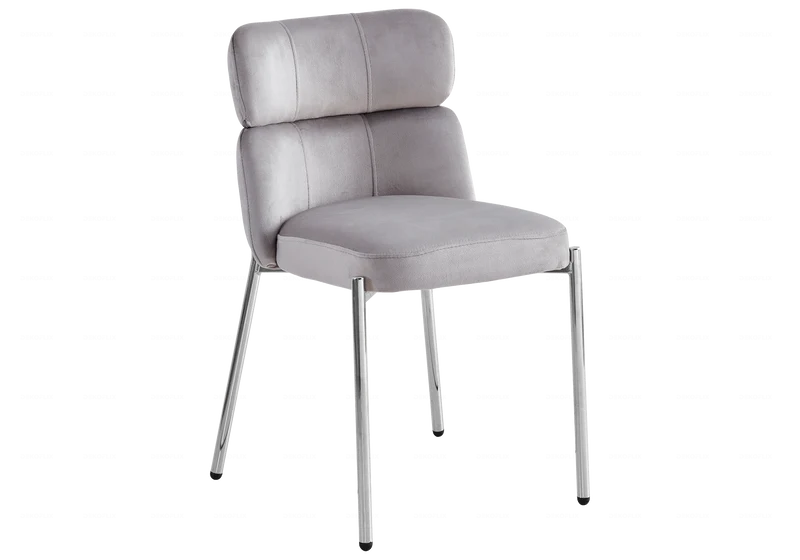 Chaises velours taupe pieds argent - Nora x4