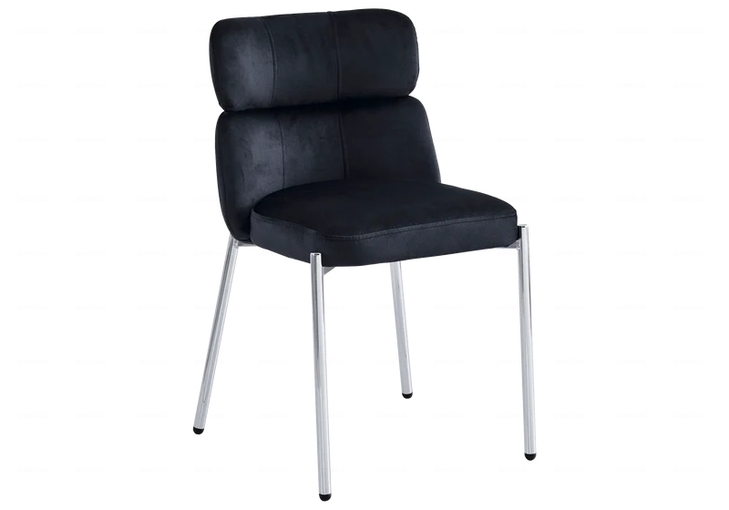 Chaises velours noir pieds argent - Nora x4