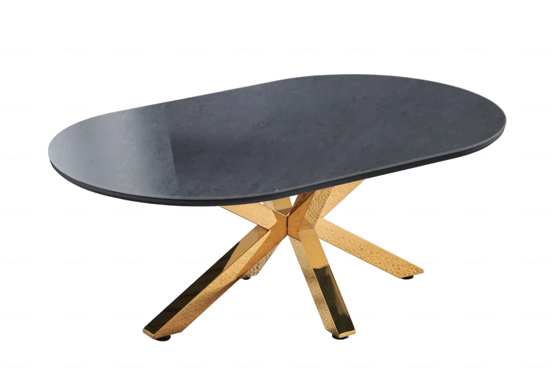 Table basse ovale céramique pierre doré - Otho