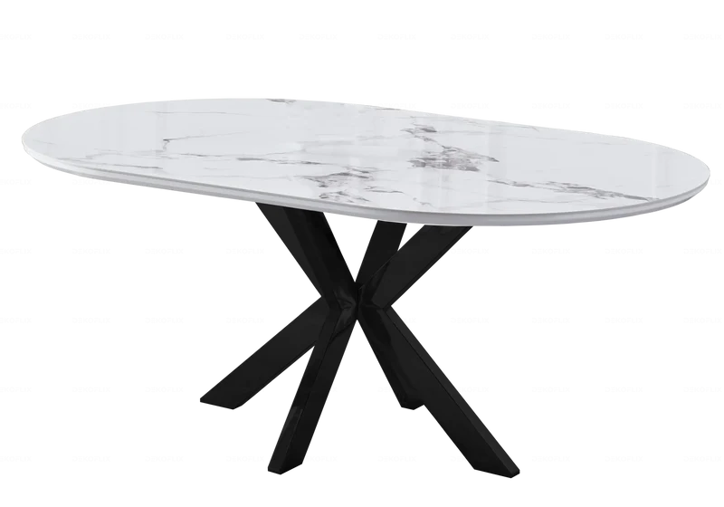Table à manger ovale céramique marbre noir - Otho