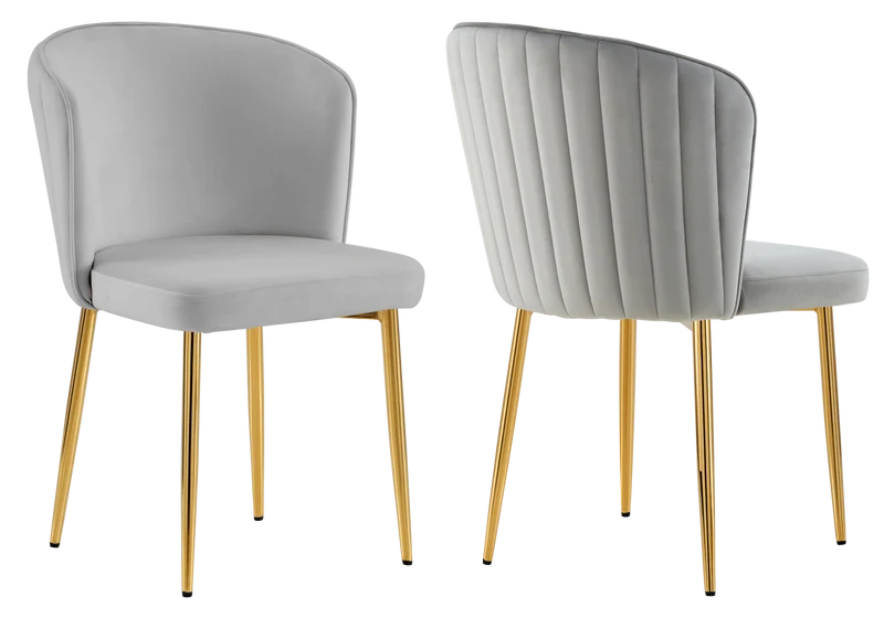 Chaise de salle à manger design en velours gris - Diva x4