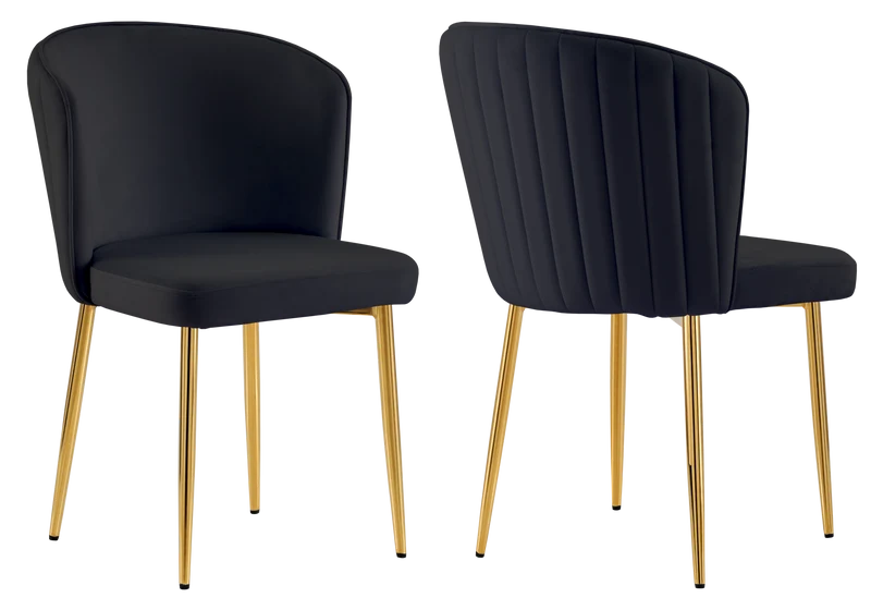 Chaise de salle à manger design en velours noir - Diva x4