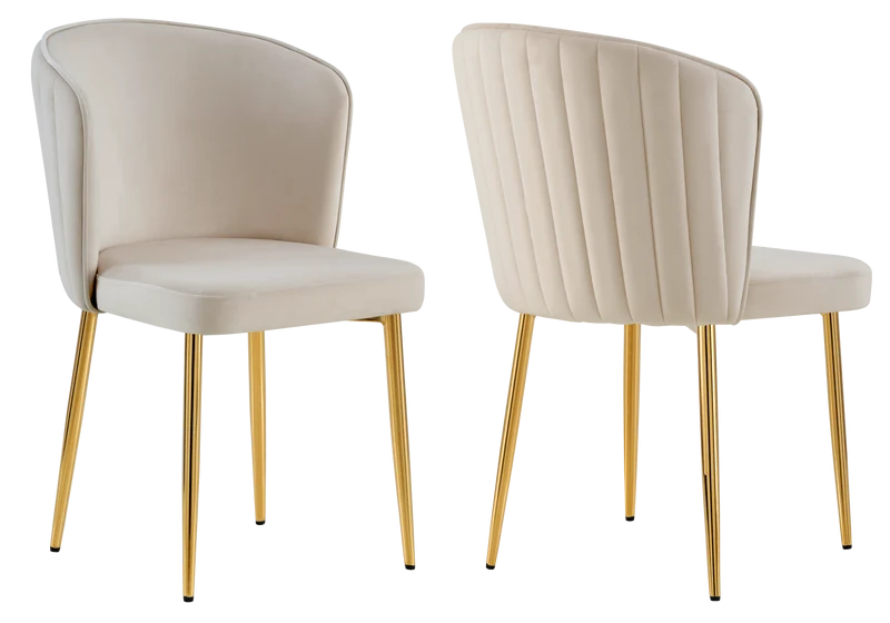 Chaise de salle à manger design en velours taupe - Diva x4