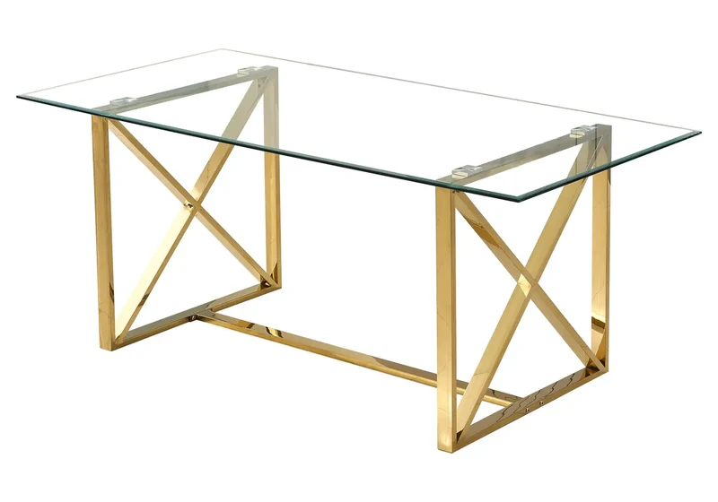 Table à manger en verre trempé dorée - Enzo