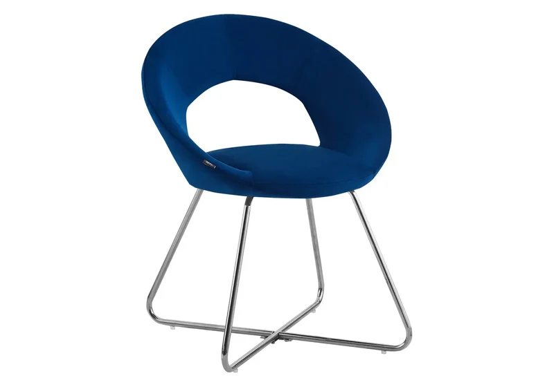 Chaises velours bleu arrondies dossier ouvert - Babel x4