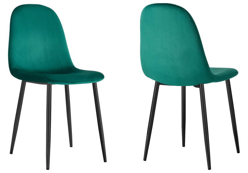 Chaises scandinaves en velours vert - Gina x6