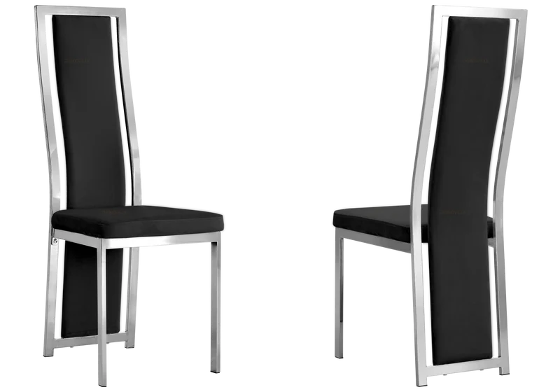 Chaise argentée velours noir design - Dia x6