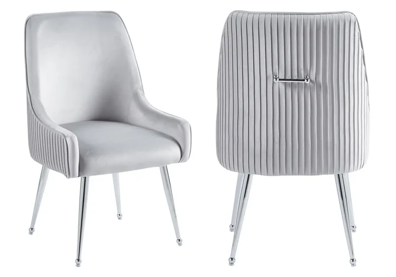 Fauteuil de table velours gris poignée argentée - Opus x2