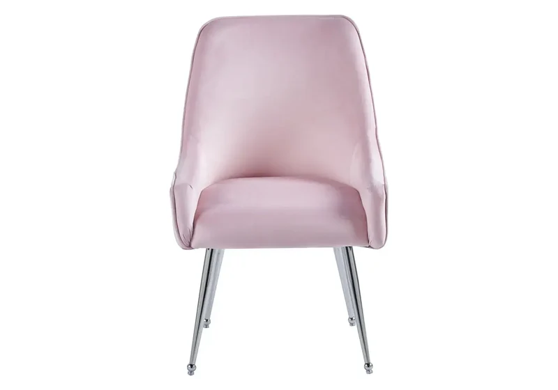 Fauteuil de table velours rose poignée argentée - Opus x2