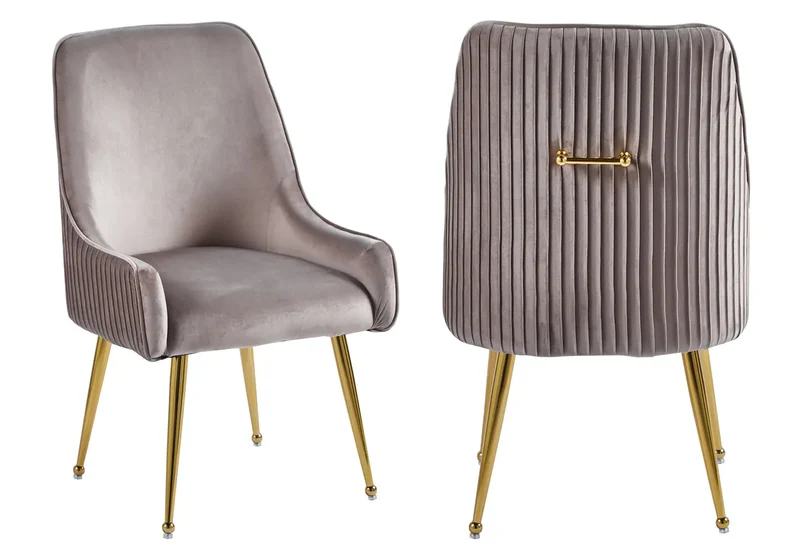 Fauteuil de table velours moka poignée dorée - Opus x2