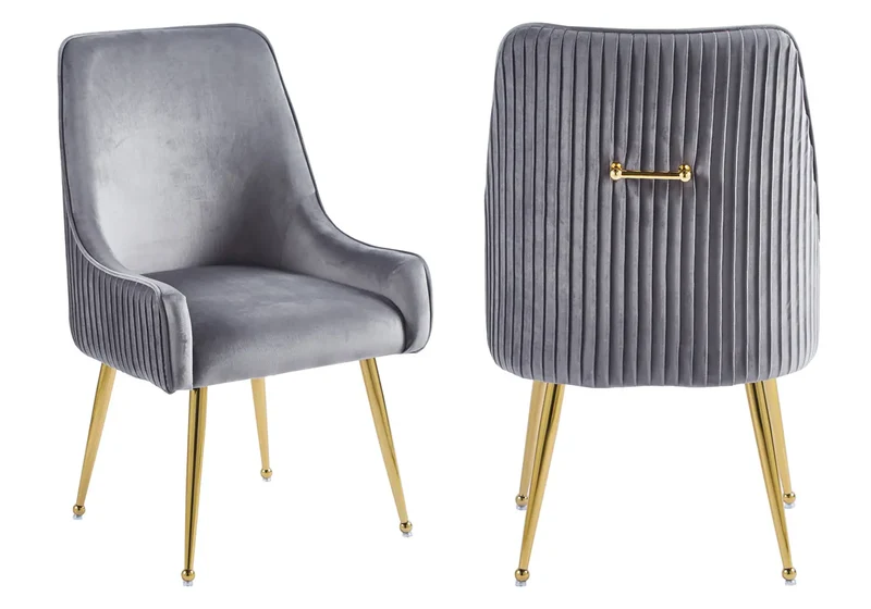 Fauteuil de table velours anthracite poignée dorée - Opus x2