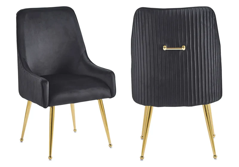 Fauteuil de table velours noir poignée dorée - Opus x2