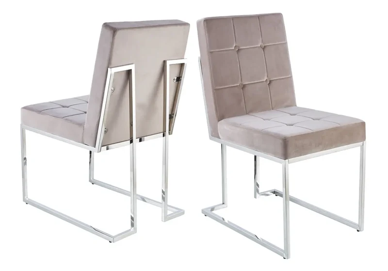 Chaises traîneau en velours moka argentées - Ray x2