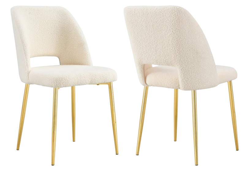 Chaise en tissu bouclé beige avec dossier ouvert - Leoni x4