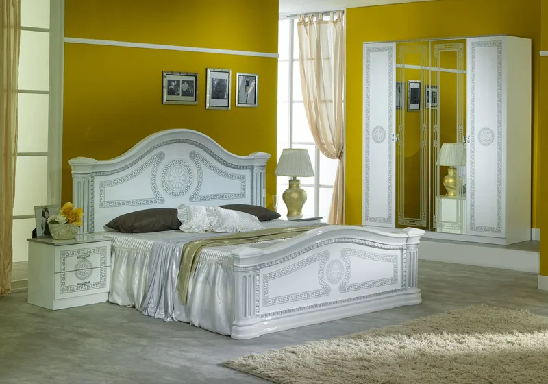 Chambre complète laquée blanc argent ROBBY
