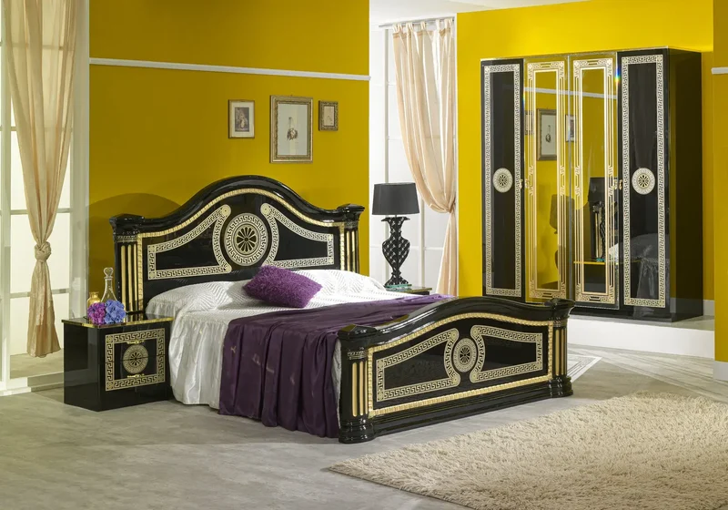 Chambre complète laquée noir or ROBBY